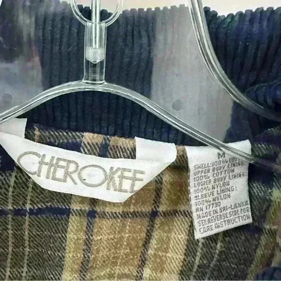 VTG Cherokee Flannel Lined Barn Chore Coat Woman Canvas Blue Corduroy Sz Medium - Picture 8 of 12